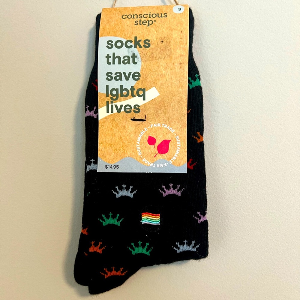 Pride Black Socks with Rainbow Accents